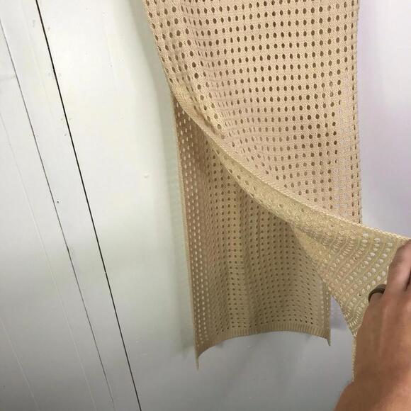Elan Skirt Womens M Crochet Maxi Beachy Cover Up Side Slits Avda Cream New - Picture 5 of 10